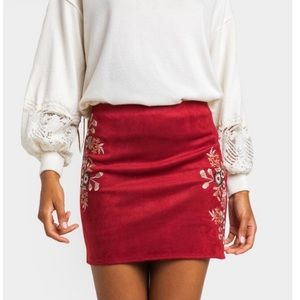 Floral Embroidery Mini Skirt